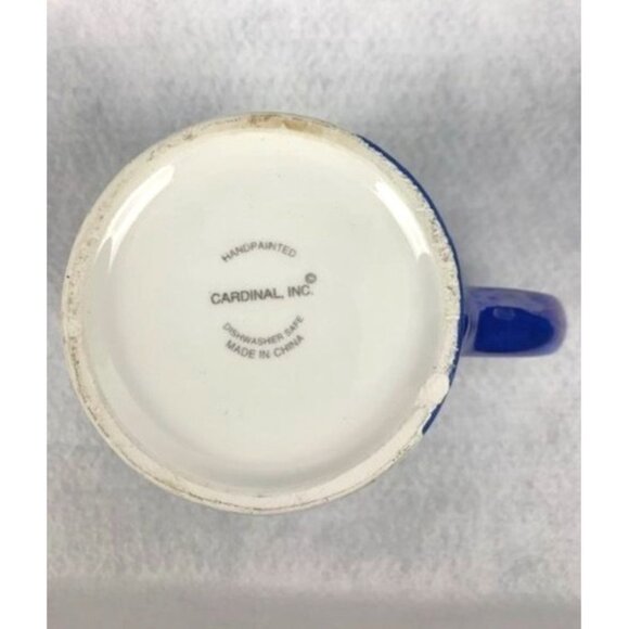 Ceramic Coffee Tea Mug by Cardinal Inc with Winter Village Scene Blue Handle - Picture 4 of 7